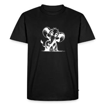 Curious elephant with big eyes and ears - Men's Premium Organic T-Shirt - black - Front - Nico (187cm)