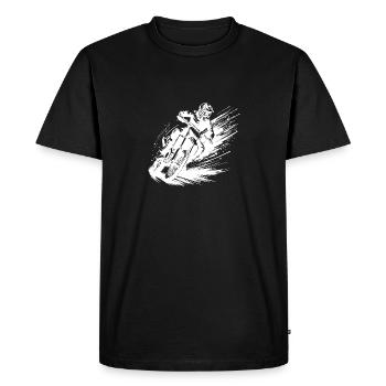 Speedy motocross rider with mud spraying power - Men's Premium Organic T-Shirt - black - Front - Nico (187cm)