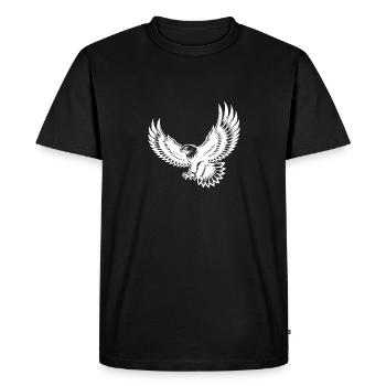 Aigle expressif aux ailes déployées - T-shirt Premium bio Homme - noir - Devant - Nico (187cm)