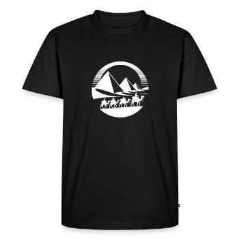 Egyptian Silhouette Pyramids and Camel Caravan - Men's Premium Organic T-Shirt - black - Front - Nico (187cm)