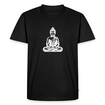 Yoga Bouddha Silence et sérénité dans la clarté - T-shirt Premium bio Homme - noir - Devant - Nico (187cm)