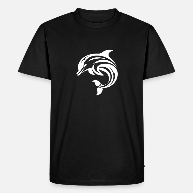 Eleganter dynamischer Delfin im Sprung - Männer Premium Bio T-Shirt - Schwarz