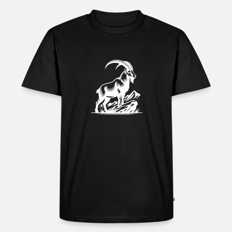 Steinbock mit gewaltigen Hörnern - Männer Premium Bio T-Shirt - Schwarz