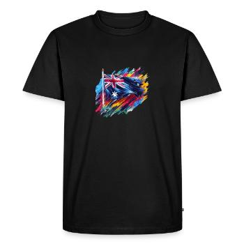 Australian flag in colours - Men's Premium Organic T-Shirt - black - Front - Nico (187cm)