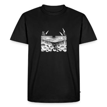 Sunset on the beach with tropical seashells - Men's Premium Organic T-Shirt - black - Front - Nico (187cm)