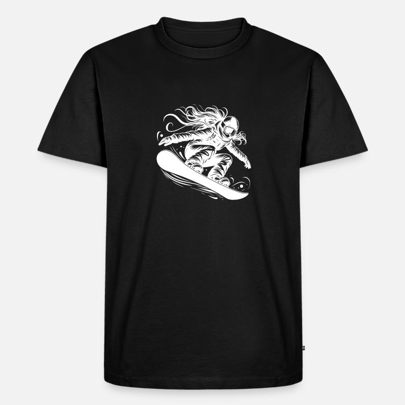 Dynamische Snowboarderin im Action Sprung - Männer Premium Bio T-Shirt - Schwarz