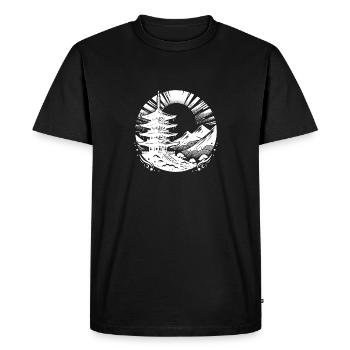 Motif d’art de yoga de pagode asiatique avec temple - T-shirt Premium bio Homme - noir - Devant - Nico (187cm)