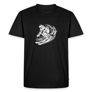 Skier avec une dynamique impressionnante dans la neige - T-shirt Premium bio Homme - noir - Devant - Nico (187cm)