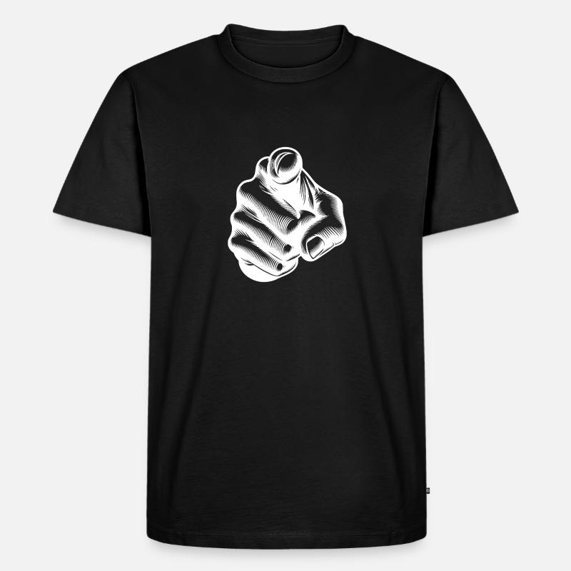Klassischer ikonischer Fingerzeig Handgeste - Männer Premium Bio T-Shirt - Schwarz