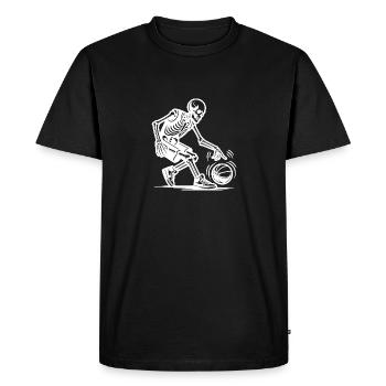 Squelettes jouant au basket-ball d’Halloween - T-shirt Premium bio Homme - noir - Devant - Nico (187cm)