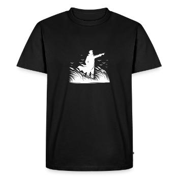 Proud man at the coast guard by the sea - Men's Premium Organic T-Shirt - black - Front - Nico (187cm)