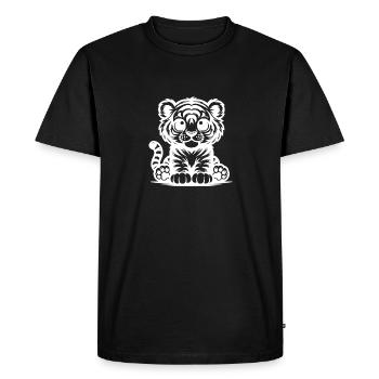 Mignon petit enfant tigre avec motif à rayures - T-shirt Premium bio Homme - noir - Devant - Nico (187cm)