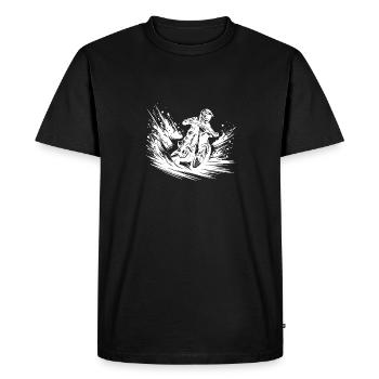 Machine d’enduro avec des nuages de poussière sur la piste - T-shirt Premium bio Homme - noir - Devant - Nico (187cm)
