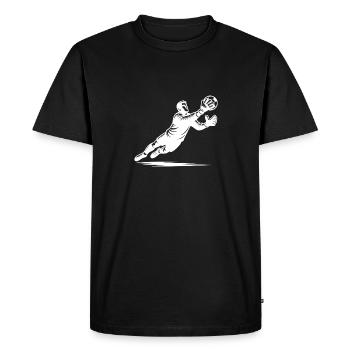 Le gardien de but pare le ballon volant - T-shirt Premium bio Homme - noir - Devant - Nico (187cm)
