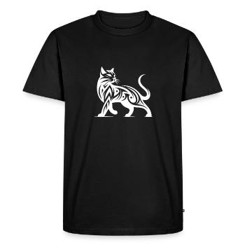Tribal cat tattoo in stylish elegance - Men's Premium Organic T-Shirt - black - Front - Nico (187cm)