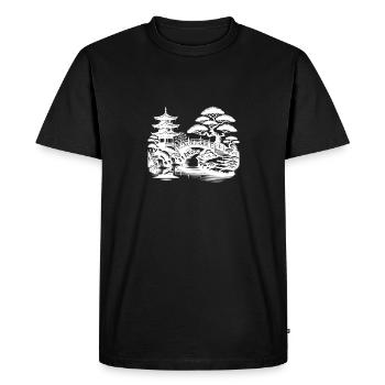 Spiritual Balance Japanese Temple Bridge - Men's Premium Organic T-Shirt - black - Front - Nico (187cm)