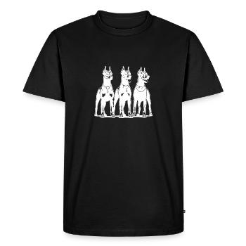 Trois chiens Dobermans intelligents et vigilants - T-shirt Premium bio Homme - noir - Devant - Nico (187cm)