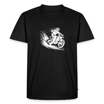 Saut de motocross Dirt bike avec poussière et dynamique - T-shirt Premium bio Homme - noir - Devant - Nico (187cm)
