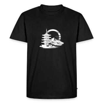 Japanese pagoda with mountains in the background - Men's Premium Organic T-Shirt - black - Front - Nico (187cm)