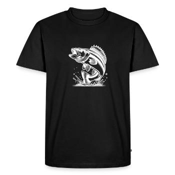 Zandre : un élégant poisson prédateur pour les amateurs de pêche nocturne - T-shirt Premium bio Homme - noir - Devant - Nico (187cm)