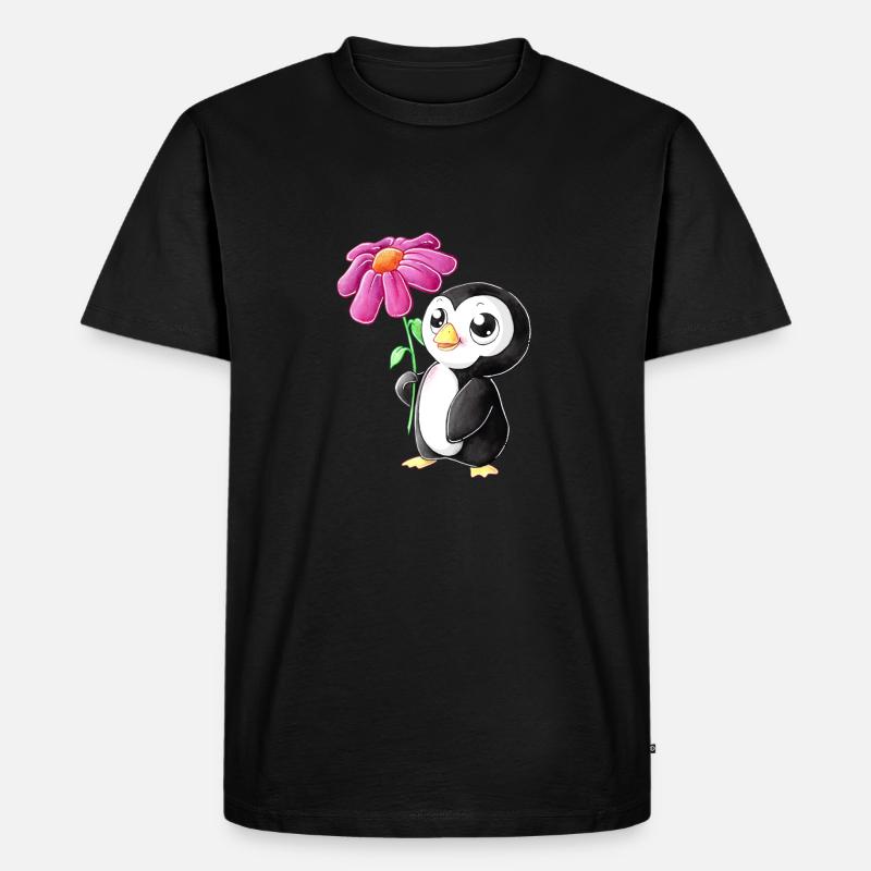 Putziger Comic Pinguin - Männer Premium Bio T-Shirt - Schwarz