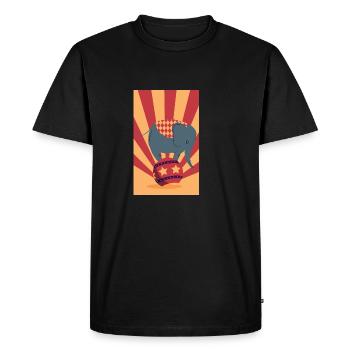 Retro Elephant Unicyclist Poison - Men's Premium Organic T-Shirt - black - Front - Nico (187cm)