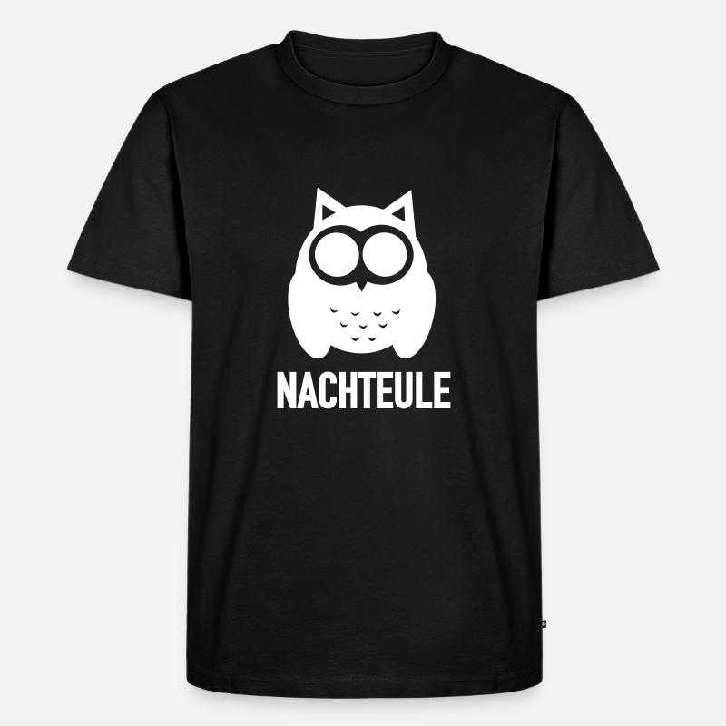 Nachteule - Männer Premium Bio T-Shirt - Schwarz
