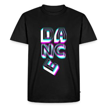 Dance lettering in neon. Dancing Dancer Dancer - Men's Premium Organic T-Shirt - black - Front - Nico (187cm)