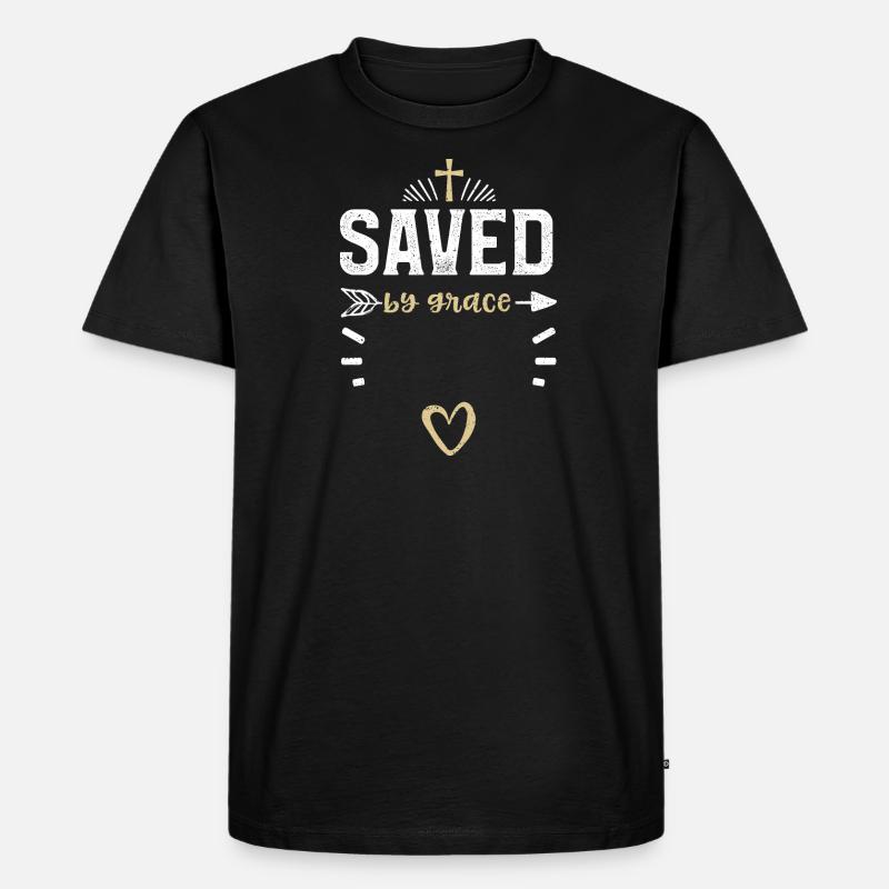 Saved by grace - Jesus - Männer Premium Bio T-Shirt - Schwarz