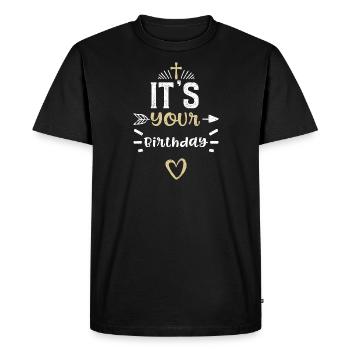 C’est ton anniversaire - Jésus - T-shirt Premium bio Homme - noir - Devant - Nico (187cm)