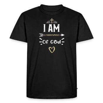 Je suis un chef-d’œuvre de Dieu - Jésus - T-shirt Premium bio Homme - noir - Devant - Nico (187cm)