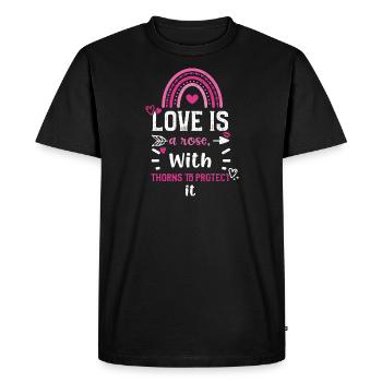 L’amour est une rose, avec des épines à p... - T-shirt Premium bio Homme - noir - Devant - Nico (187cm)