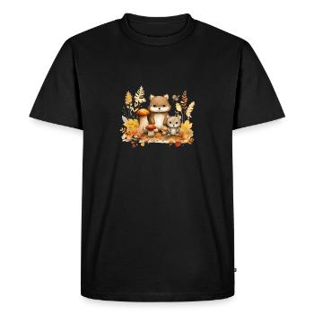 Amoureux des animaux de la forêt d’automne: Champignons et feuilles enfant - T-shirt Premium bio Homme - noir - Devant - Nico (187cm)