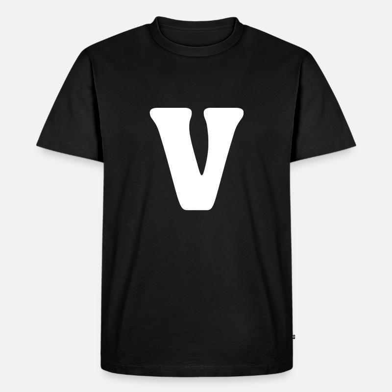 V - Männer Premium Bio T-Shirt - Schwarz