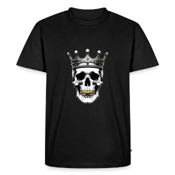 Crâne avec Couronne Crâne Roi - T-shirt Premium bio Homme - noir - Devant - Nico (187cm)
