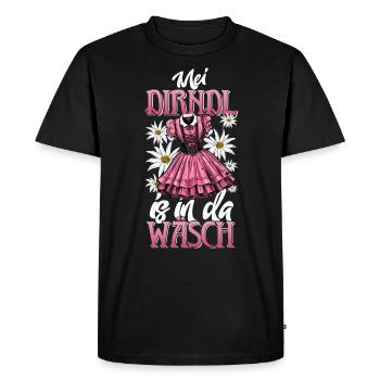Mei Dirndl is in da Wäsch Trachtenshirt Damen - Men's Premium Organic T-Shirt - black - Front - Nico (187cm)