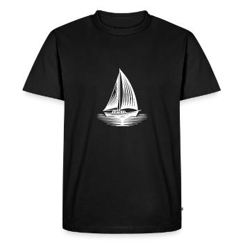 Dashing sailboat on course in calm waves - Men's Premium Organic T-Shirt - black - Front - Nico (187cm)