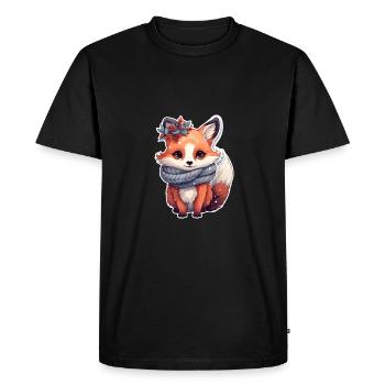mignon renard hivernal - T-shirt Premium bio Homme - noir - Devant - Nico (187cm)