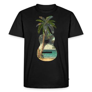 Guitar gift Guitarist musician Palm trees - Men's Premium Organic T-Shirt - black - Front - Nico (187cm)