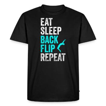 Eat Sleep Back Flip Repeat Shirt Gymnastic Tee - Men's Premium Organic T-Shirt - black - Front - Nico (187cm)