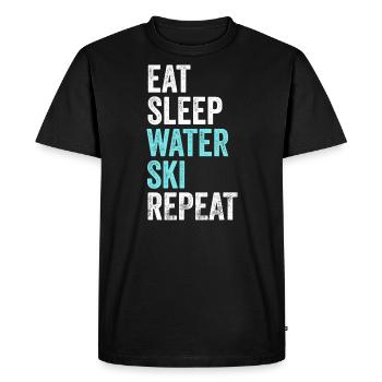 Drôle Manger Dormir Ski Nautique Répéter Ski Nautique - T-shirt Premium bio Homme - noir - Devant - Nico (187cm)