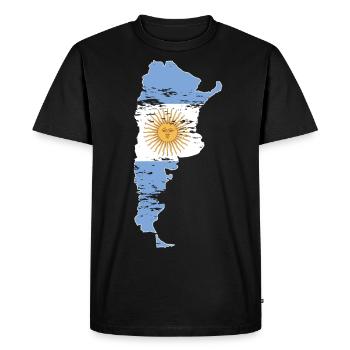 Drapeau de la carte de l’Argentine utilisé - T-shirt Premium bio Homme - noir - Devant - Nico (187cm)