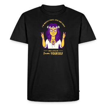 Love, Peace, Light And A Little Go F*ck Yourself - Men's Premium Organic T-Shirt - black - Front - Nico (187cm)