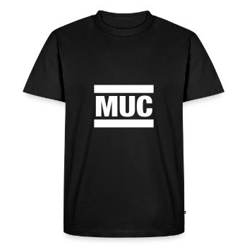 Logo de Munich en couleur à l'huile - T-shirt Premium bio Homme - noir - Devant - Nico (187cm)