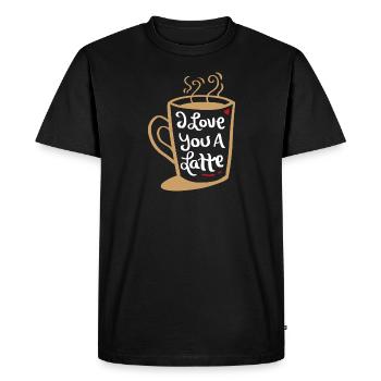 Je t'aime un cadeau de Latte Funny Valentines Pun - T-shirt Premium bio Homme - noir - Devant - Nico (187cm)