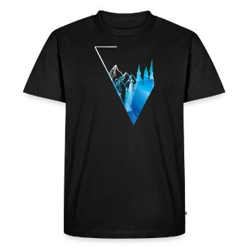 blue panorama forest and mountains - Men's Premium Organic T-Shirt - black - Front - Nico (187cm)