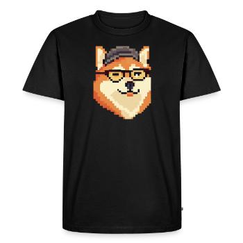 Shiba Inu Pixel Art Dog Lovers - Men's Premium Organic T-Shirt - black - Front - Nico (187cm)