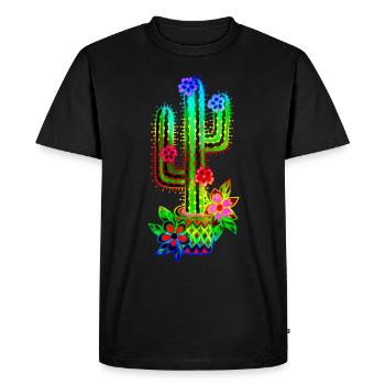 Cactus, Mexico, Old School, Retro, Tattoo Style - Men's Premium Organic T-Shirt - black - Front - Nico (187cm)