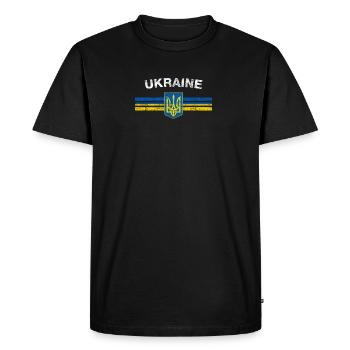 Shirt de drapeau ukrainien - Badges ukrainiens et Ukraine - T-shirt Premium bio Homme - noir - Devant - Nico (187cm)