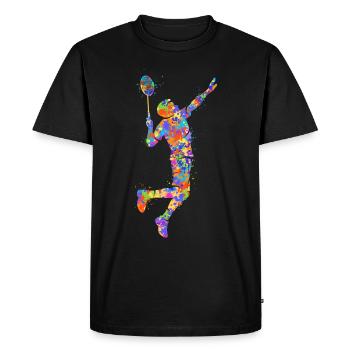 Joueurs de badminton colorés Joueur de badminton Joueur de badminton - T-shirt Premium bio Homme - noir - Devant - Nico (187cm)